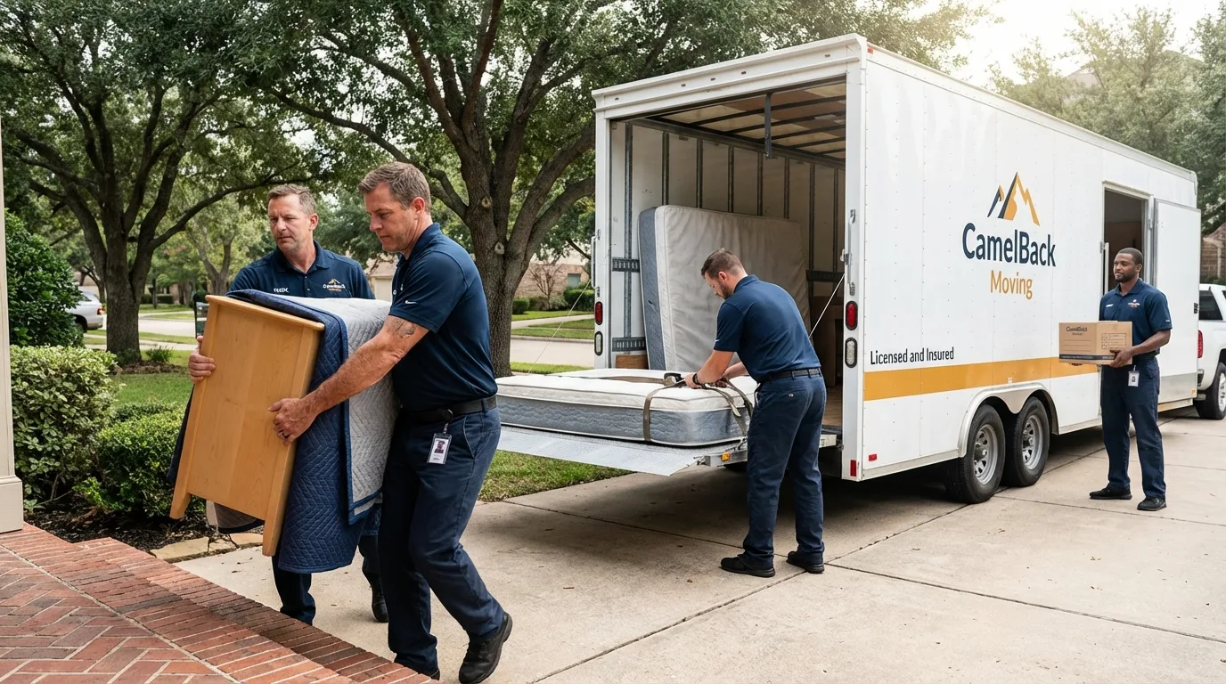 Crew loading residential truck for cross-state move from Richboro, PA
