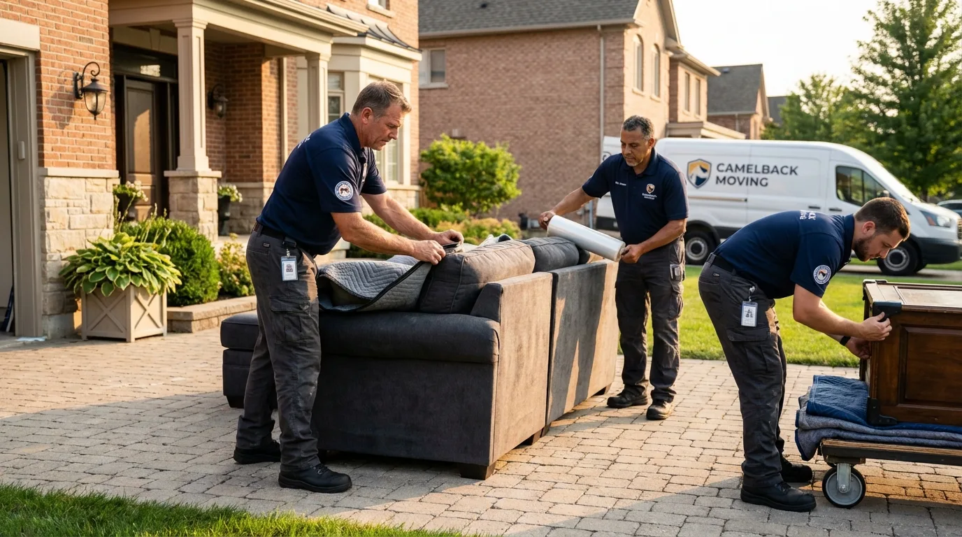 Large estate moving crew wrapping furniture in Richboro, PA