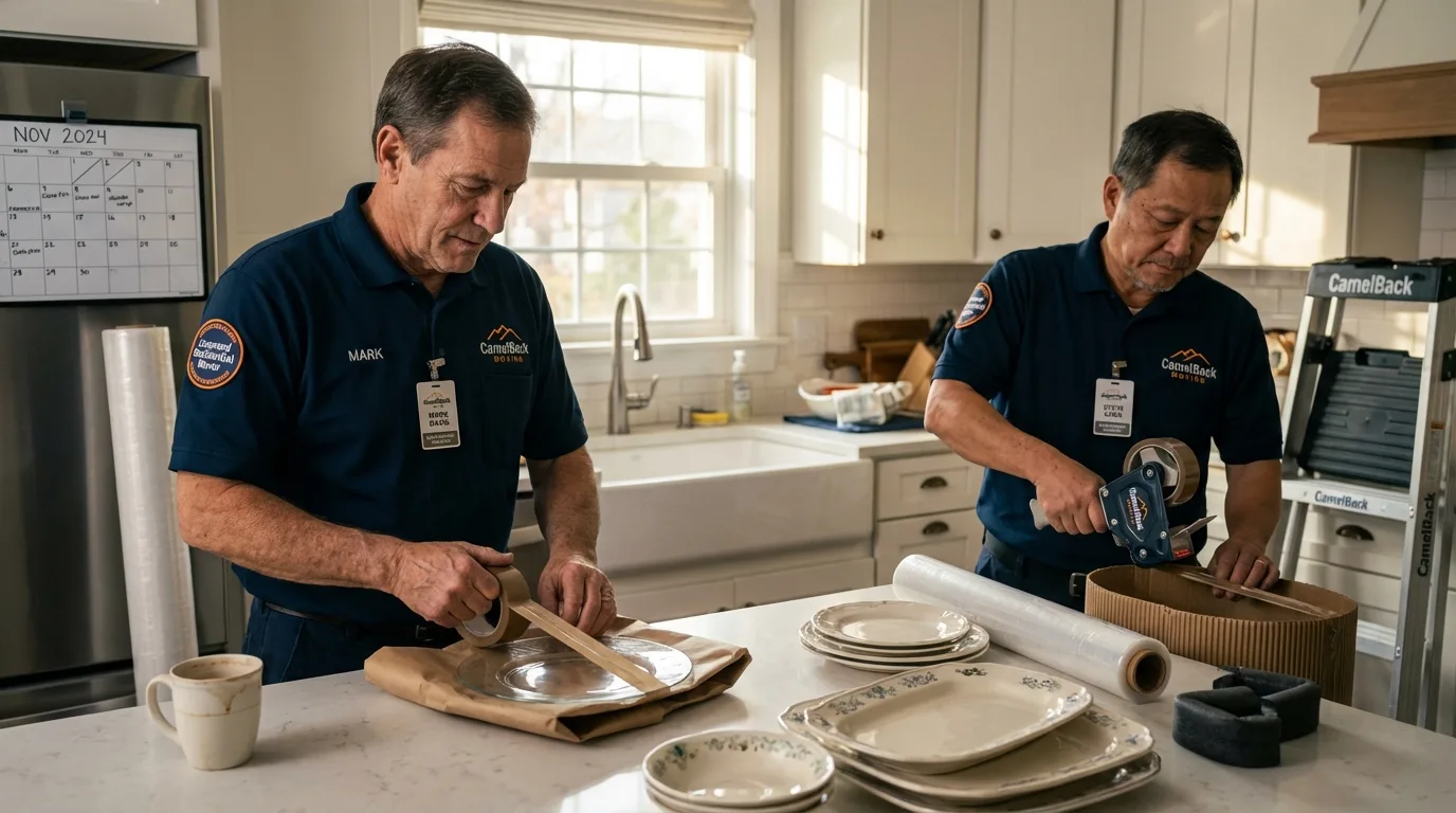 Professional crew packing kitchen dishware in Richboro, PA